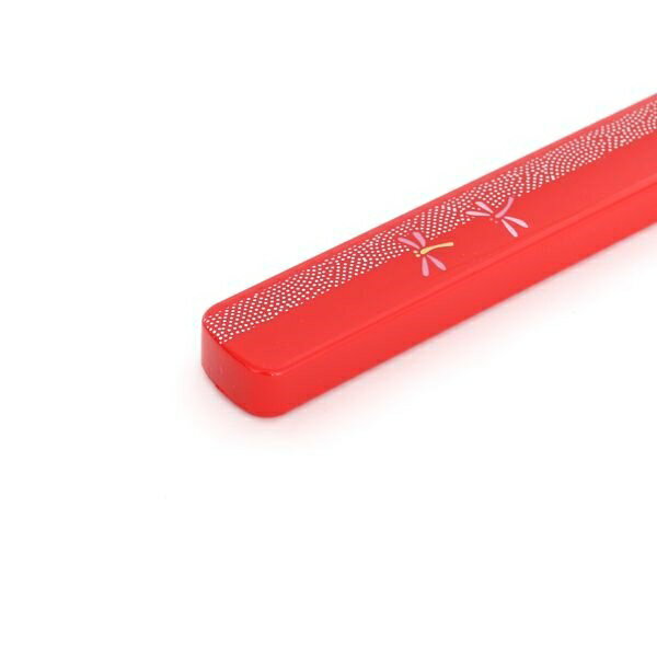 箸箱 花とんぼ レッド Mサイズ（21．8cm） (100円ショップ 100円均一 100均一 100均)