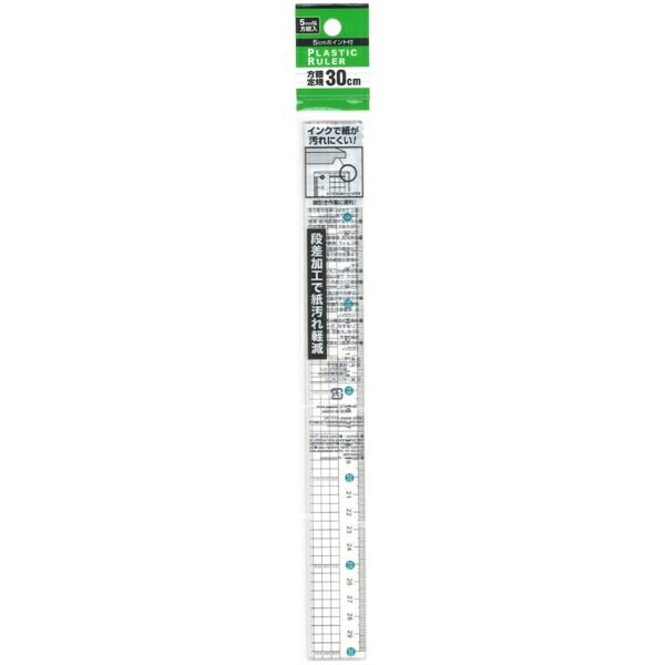 30cm定規 5cmポイント付 5mm幅方眼入 (100円ショップ 100円均一 100均一 100均)
