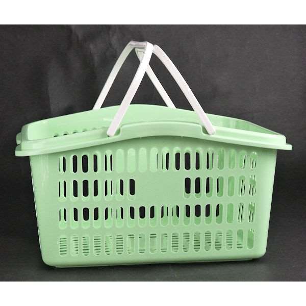 バスケット　持ち手付　36×27．5×高さ18．5cm　ミントブルー　サンテール