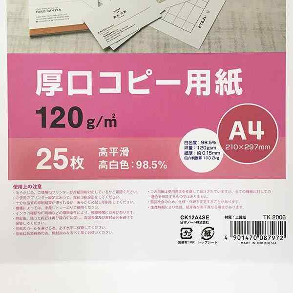 厚口コピー用紙 A4サイズ 25枚入 (100円ショップ 100円均一 100均一 100均)