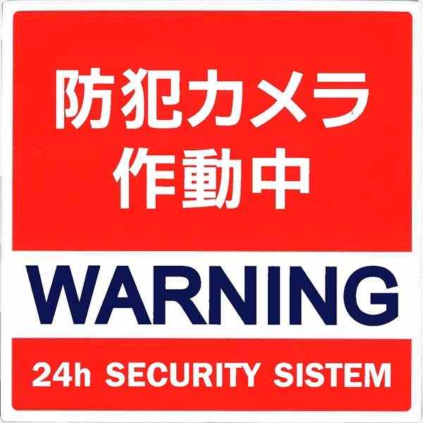 防犯対策ステッカー 防犯カメラ作動中 角 レッド ［種類指定不可］ (100円ショップ 100円均一 100均一 ..