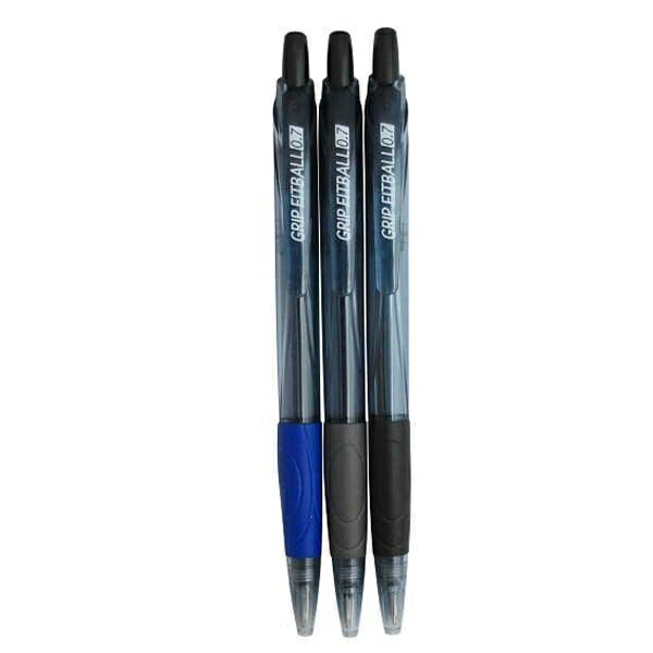 ボールペン グリップフィット 黒 油性 ボール径0．7mm 3本入 (100円ショップ 100円均一 100均一 100均)