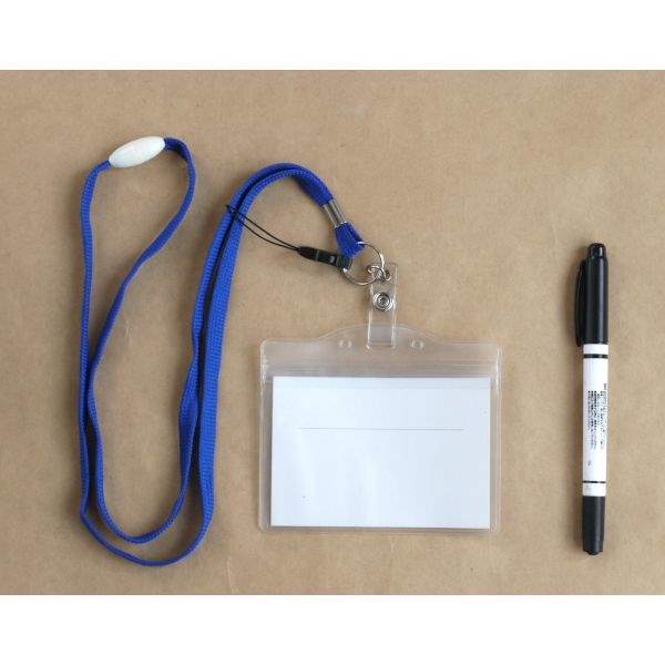 名札ホルダー ソフトタイプ ネック・携帯ストラップ付 (100円ショップ 100円均一 100均一 100均)