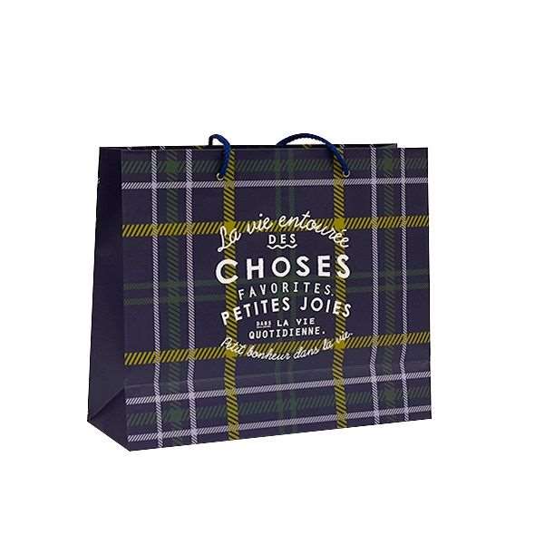 ペーパーバッグ 手提げ 横型 チェック Lサイズ（26×31×マチ11cm） ［柄指定不可］ (100円ショップ 100円均一 100均一 100均)