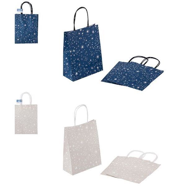 ペーパーバッグ 手提げ 縦型 星 Sサイズ（23×18×マチ8cm） 3枚入 ［色指定不可］ (100円ショップ 100円均一 100均一 100均)