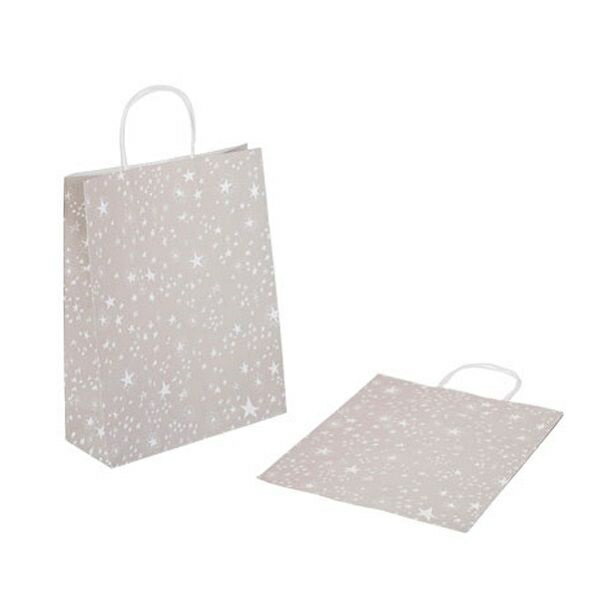 ペーパーバッグ 手提げ 縦型 星 Lサイズ（35×27×マチ11cm） 2枚入 ［色指定不可］ (100円ショップ 100円均一 100均一 100均)