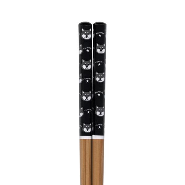 箸 先端角型 柴犬 黒 22．5cm (100円ショップ 100円均一 100均一 100均)