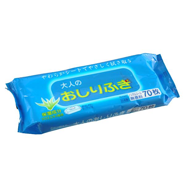 おしりふき 大人用 ノンアルコール 無香料 70枚入 (100円ショップ 100円均一 100均一 100均)