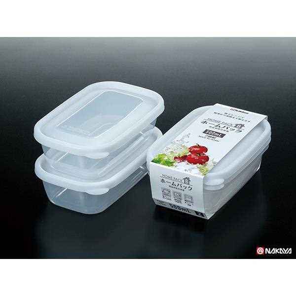 保存容器 ホームパックB ホワイト 容量500ml 2個入 (100円ショップ 100円均一 100均一 100均)