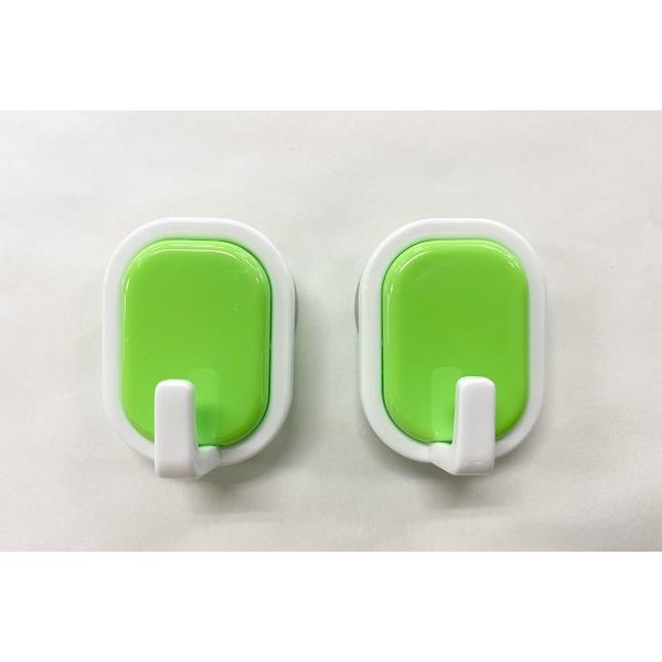 吸着盤付フック ツートンフック 3.5×4.5×奥行2cm 2個入 ［色指定不可］ (100円ショップ 100円均一 100均一 100均)