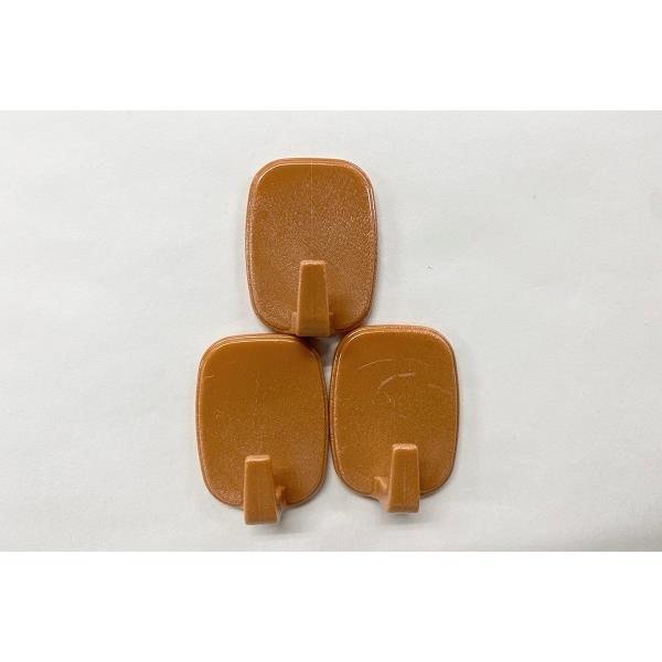 粘着テープフック プレインフック 木調 小(2.7×3.5×奥行1.8cm) 3個入 (100円ショップ 100円均一 100均一 100均)