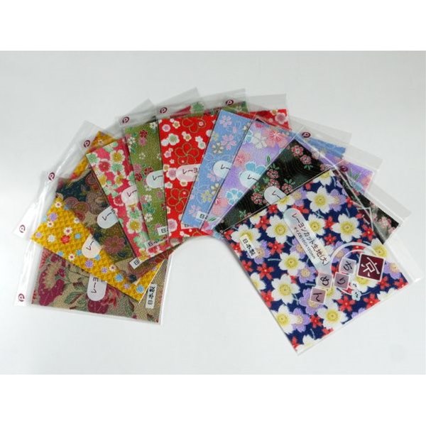 ちりめん生地 京風和柄 16×15cm ［色柄指定不可］ (100円ショップ 100円均一 100均一 100均)