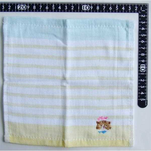 タオルハンカチ 表ガーゼ裏パイル 刺繍 猫 20×20cm ［色柄指定不可］ (100円ショップ 100円均一 100均一 100均)
