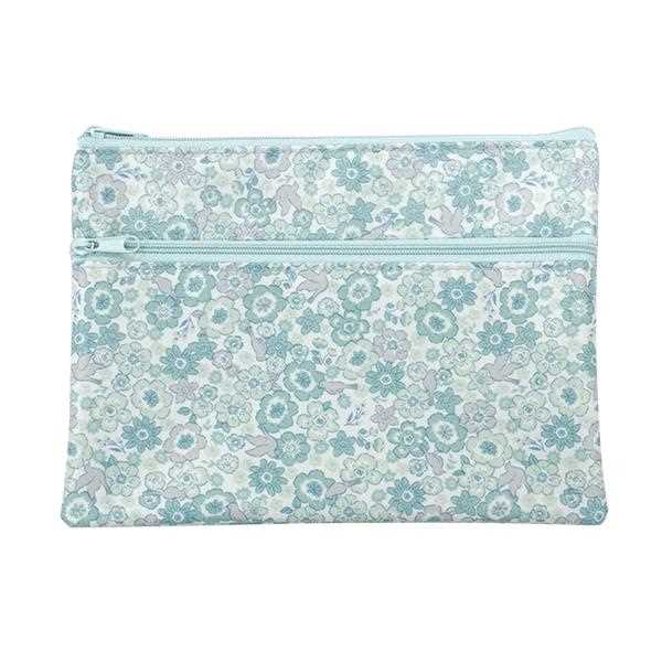 Wファスナーポーチ バードブーケ 15×21cm ［色指定不可］ (100円ショップ 100円均一 100均一 100均)