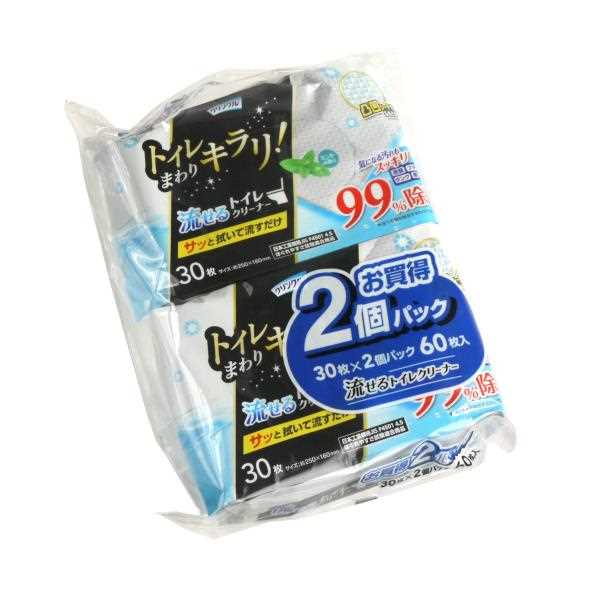 流せるトイレクリーナー クリンクル 99%除菌 ミントの香り 25×16cm 30枚×2個入 1