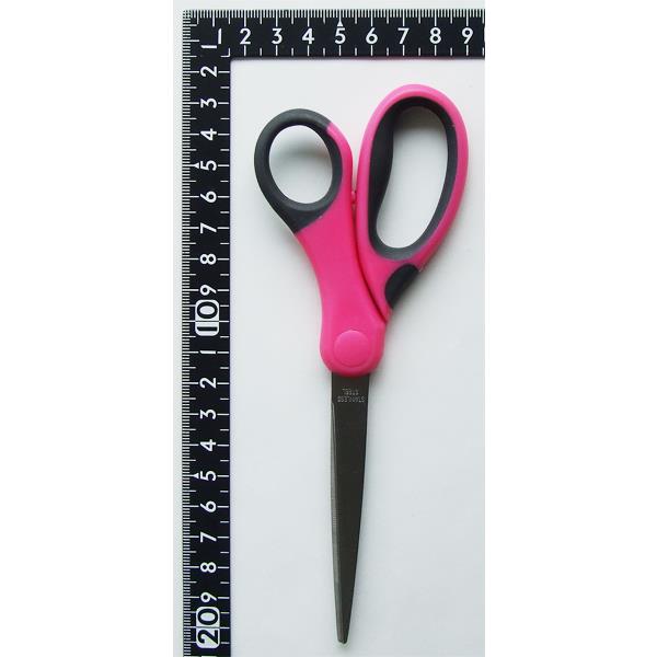 ソフトグリップハサミ 手になじんで痛くない ステンレス刃 18cm ［色指定不可］ (100円ショップ 100円均一 100均一 100均)