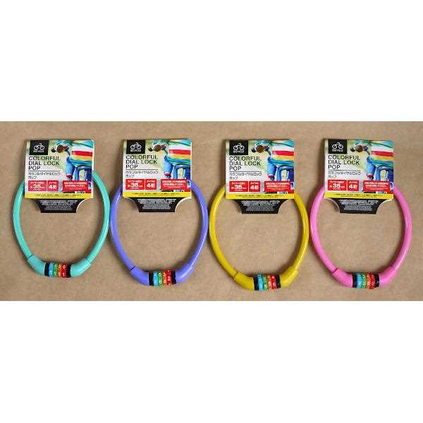 カラフルダイヤルロック ポップ ダイヤル4桁 暗証番号札付 長さ35cm ［種類指定不可］ (100円ショップ 100円均一 100均一 100均)
