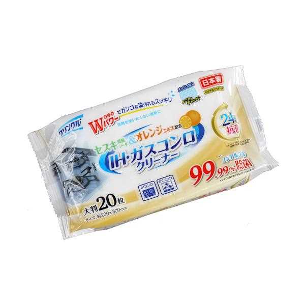 IH・ガスコンロクリーナー クリンクル セスキ炭酸ソーダ&オレンジエキス配合 20×30cm 20枚入 (100円シ..