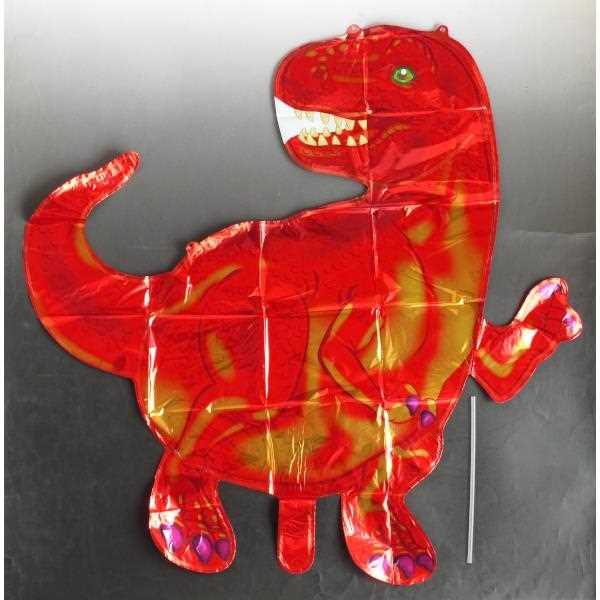 アルミ風船 恐竜バルーン ティラノサウルス ストロー付 54cm (100円ショップ 100円均一 100均一 100均)