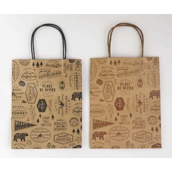 ペーパーバッグ アウトドア Sサイズ(23×18×マチ8cm) 3枚入 ［種類指定不可］ (100円ショップ 100円均一 100均一 100均)