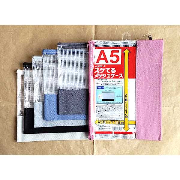 スケてるメッシュケース A5サイズ収納可 25×18cm ［色指定不可］ (100円ショップ 100円均一 100均一 100均)