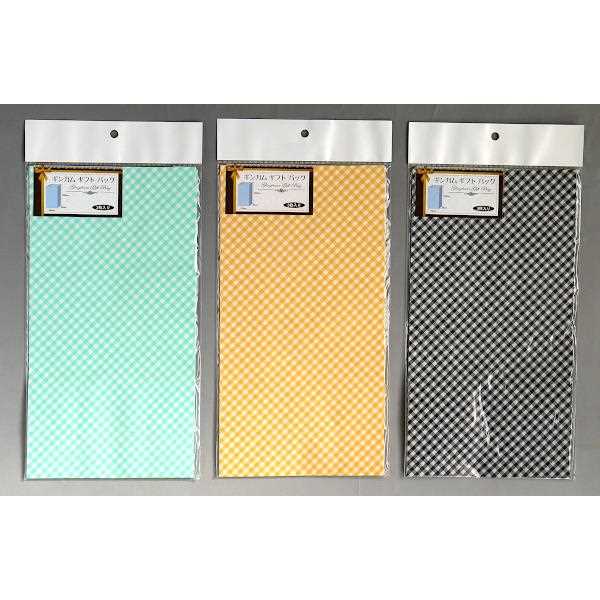 ギフトバッグ ギンガムチェック柄 30×16×マチ9cm 3枚入 ［色指定不可］ (100円ショップ 100円均一 100均一 100均)
