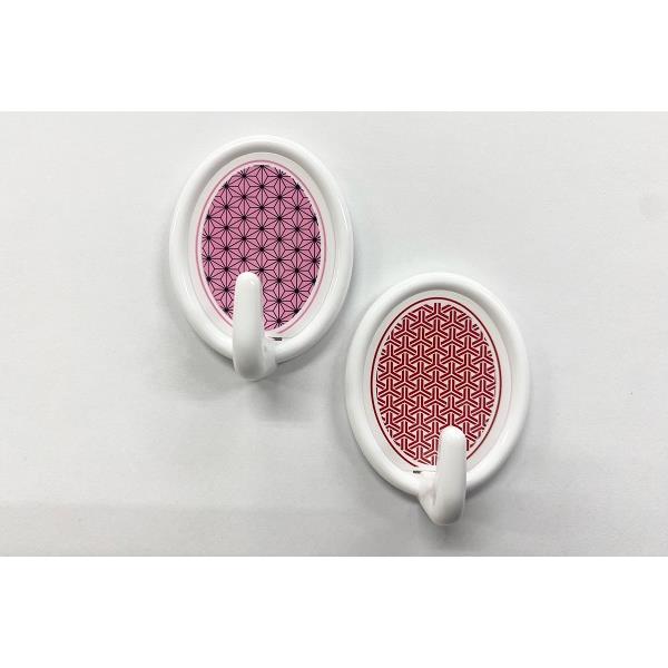 ジョイフック 丸 伝統柄 其の弐 4.2×5.5×奥行2.3cm (100円ショップ 100円均一 100均一 100均)