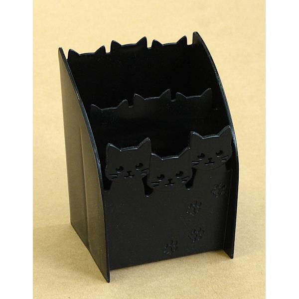 ネコリモコンスタンド ブラック 9.7×8.1×高さ13cm (100円ショップ 100円均一 100均一 100均)