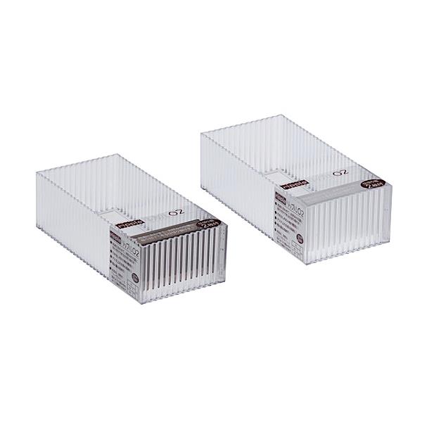 仕切付ケース リップル02 モノトーン 仕切り板2枚付 8×16.3×高さ5.1cm ［色指定不可］ (100円ショップ 100円均一 100均一 100均)