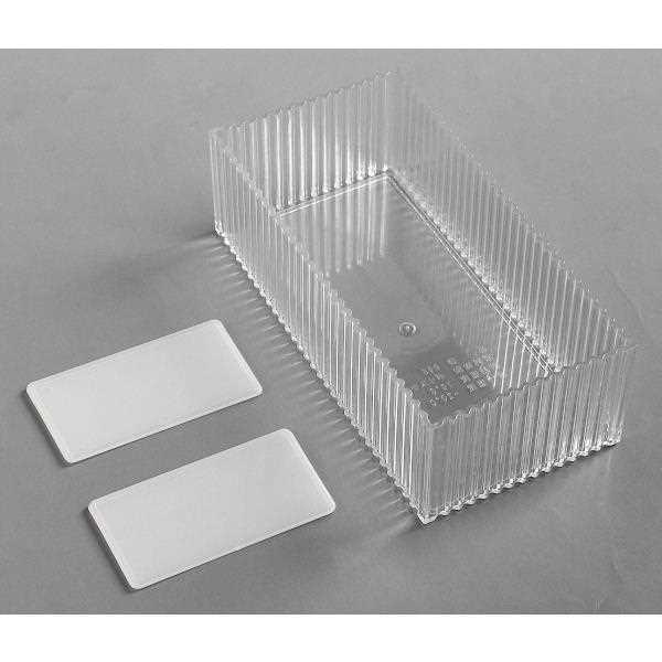 仕切付ケース リップル02 モノトーン 仕切り板2枚付 8×16.3×高さ5.1cm ［色指定不可］ (100円ショップ 100円均一 100均一 100均)