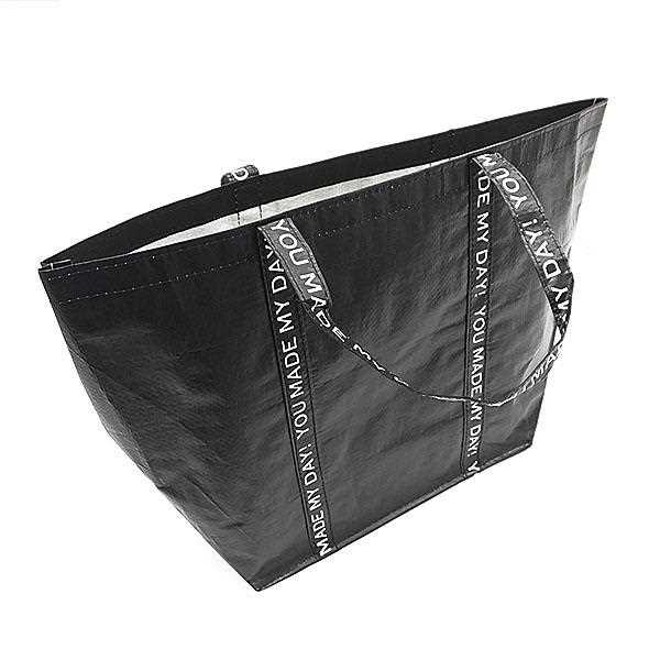 トートバッグ シンプルブラック 舟型 51×35×マチ18cm