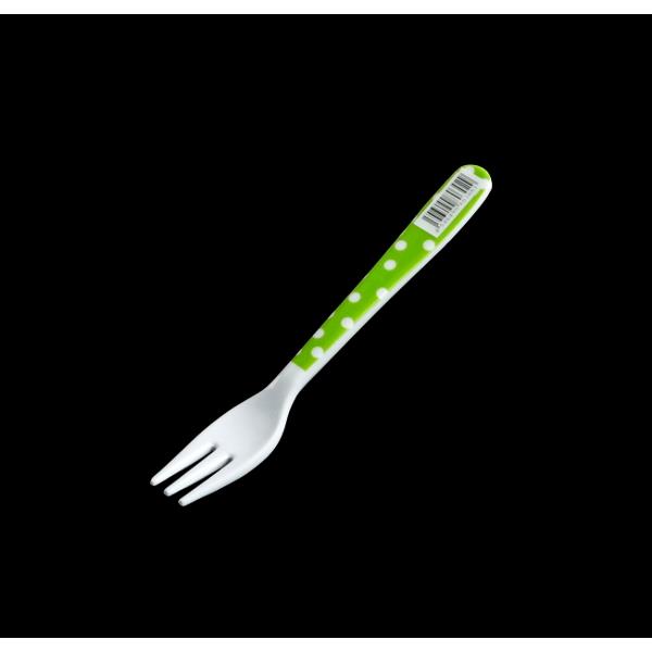 メラミンフォーク カラードット グリーン 13.7cm (100円ショップ 100円均一 100均一 100均)