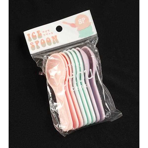 アイススプーン ペールカラー 9.3cm 8本入 (100円ショップ 100円均一 100均一 100均)