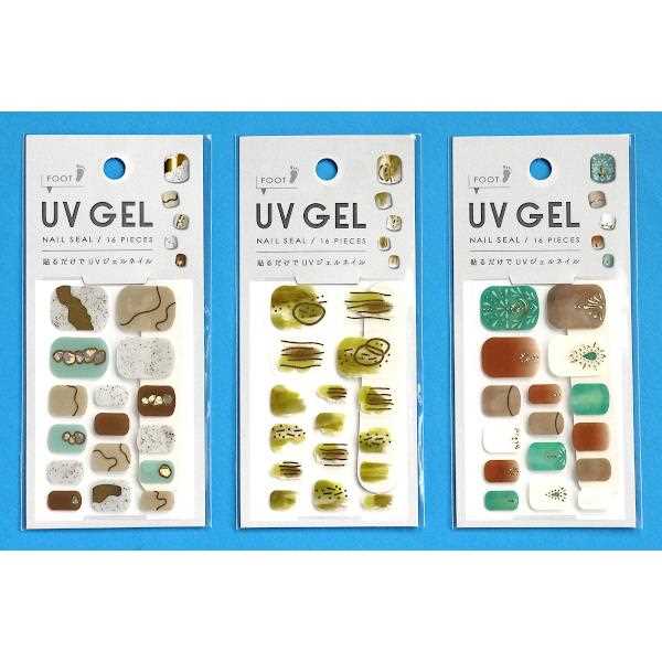 ジェルネイルシール 2107-FoA 足用 16片入 爪やすり付 ［色柄指定不可］ (100円ショップ 100円均一 100均一 100均)