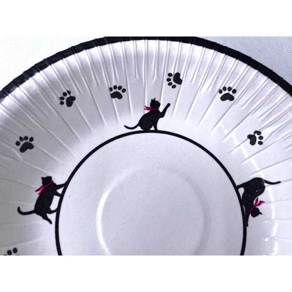 ペーパーボウル くろネコ 15cm 6枚入 (100円ショップ 100円均一 100均一 100均)