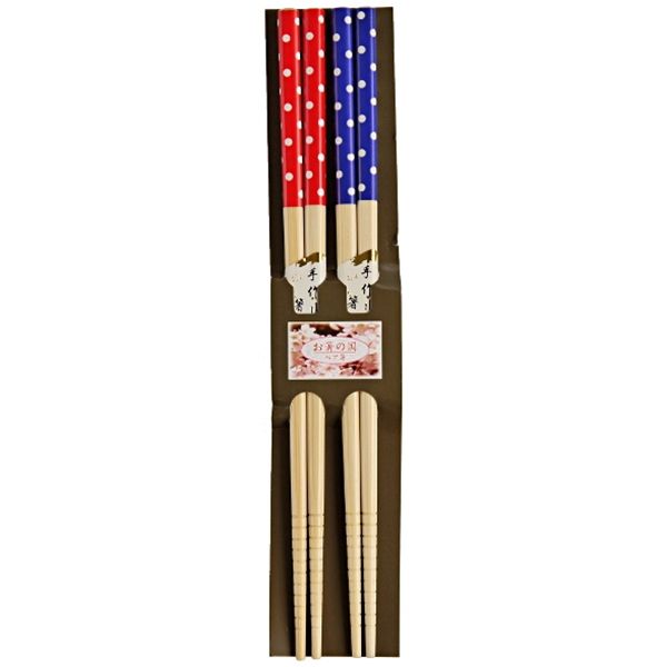 箸 ペア箸 22．5cm 水玉柄 (100円ショップ 100円均一 100均一 100均)