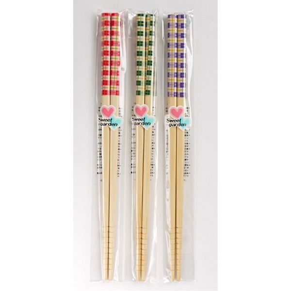 箸 22．5cm スベリ止め付 格子 (100円ショップ 100円均一 100均一 100均)
