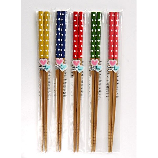 箸 22．5cm スベリ止め付 水玉 (100円ショップ 100円均一 100均一 100均)