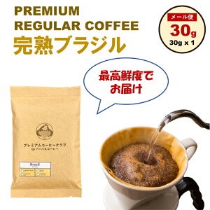 【ワンコイン500円 メール便 送料無料】完熟ブラジル レギュラー 30g 完全受注焙煎 ワンコイン500円 焼きたて 焙煎したて 鮮度抜群 自家焙煎 工場直送 メール便 送料無料 ポイント消化 お試し