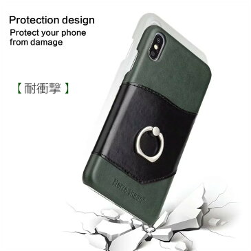 在庫sale iPhone 12ケース iPhone 11 iPhone Xs カバー リング 360度回転 スタンド機能 カード収納 iPhone Xケース 軽量デザイン 背面カバー 本牛革 リング付き 横置き 高品質 落下防止 片手操作 個性的 背面リングケース 片手持ち 本革レザーケース アイフォン 7/8