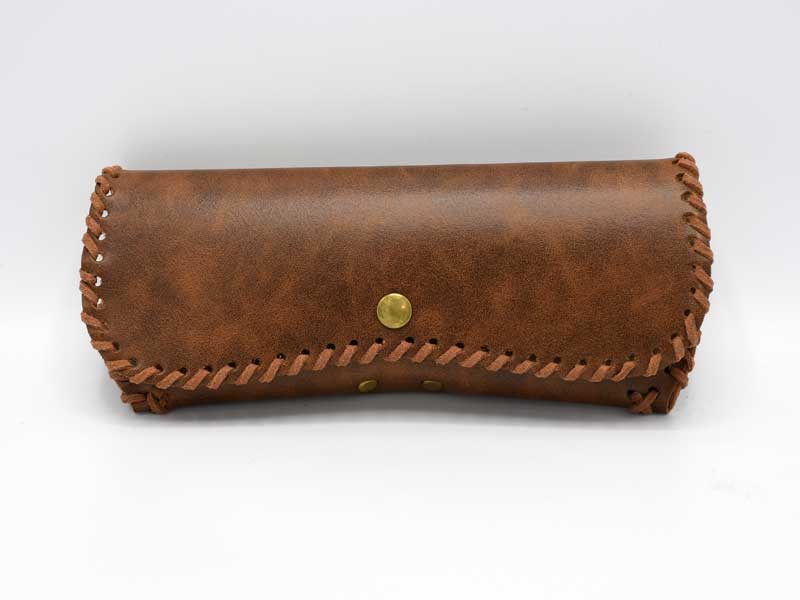 メガネケース 787 ブラウン 茶色 レザー調 眼鏡ケース メガネ サングラス おしゃれ 革 スリム ソフト ステッチ 大人 メンズ レディース レザー かっこいい 携帯用