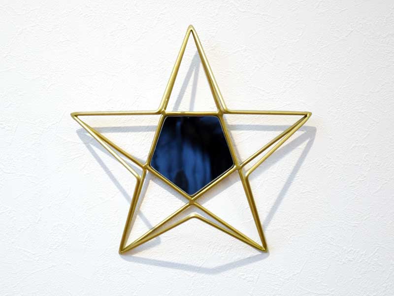 ウォールミラー スター ゴールド ミラー 金 星 ペンタゴン フレーム 鏡 壁掛け 壁飾り モダン ディスプ..