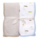 ★安心のカーターズ正規品 (Carter's)オールシーズン活躍♪コットンブランケット2枚組セット(Border & Animals) (0322SS50)
