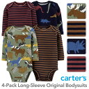 【残り9M, 12Mのみ】カーターズ 長袖4枚組 ロンパース(Dyno & Animal デザイン)ボディスーツ ボディースーツ ベビー 赤ちゃん Carter...