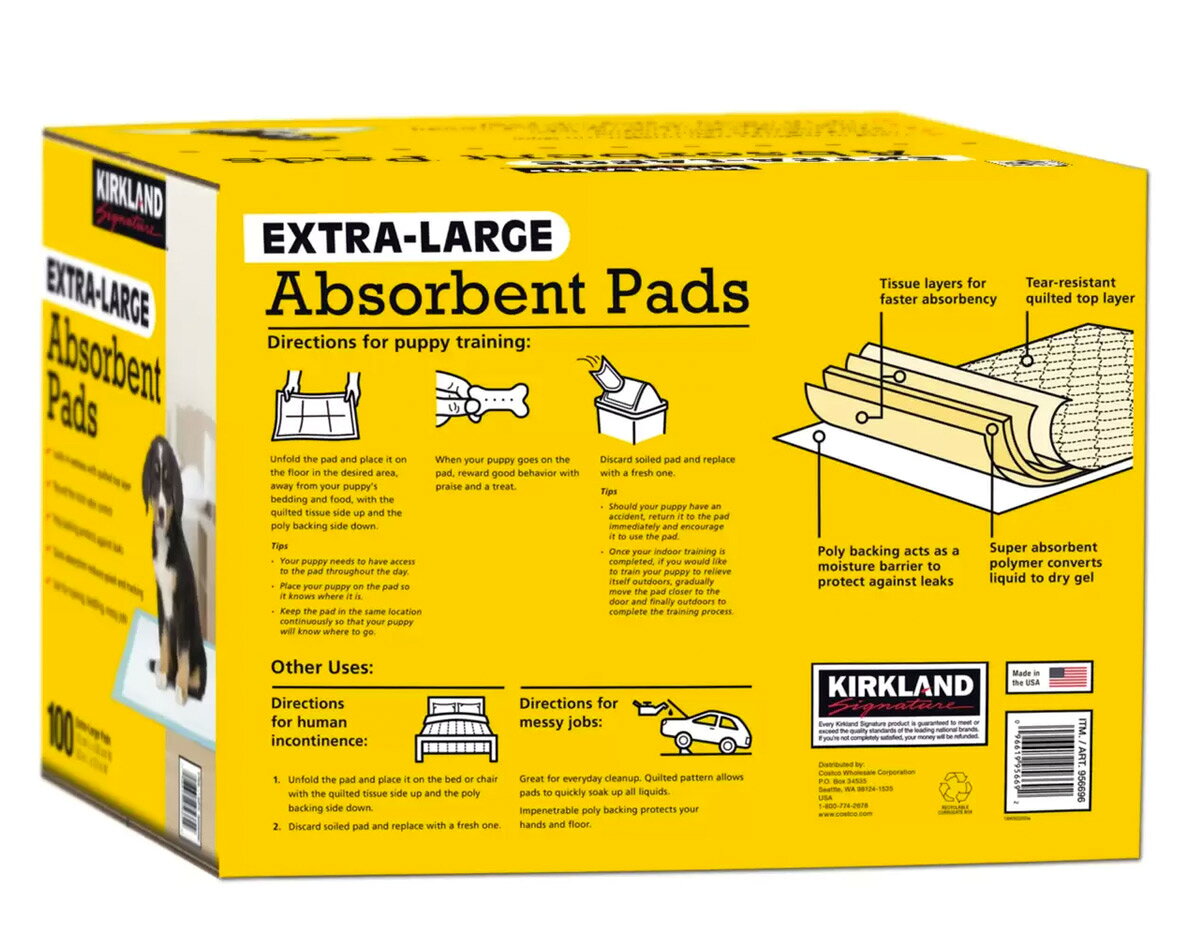 カークランドシグネチャー ★ 【Kirkland Absorbent Pads】XL ペットシーツ 100枚 ...