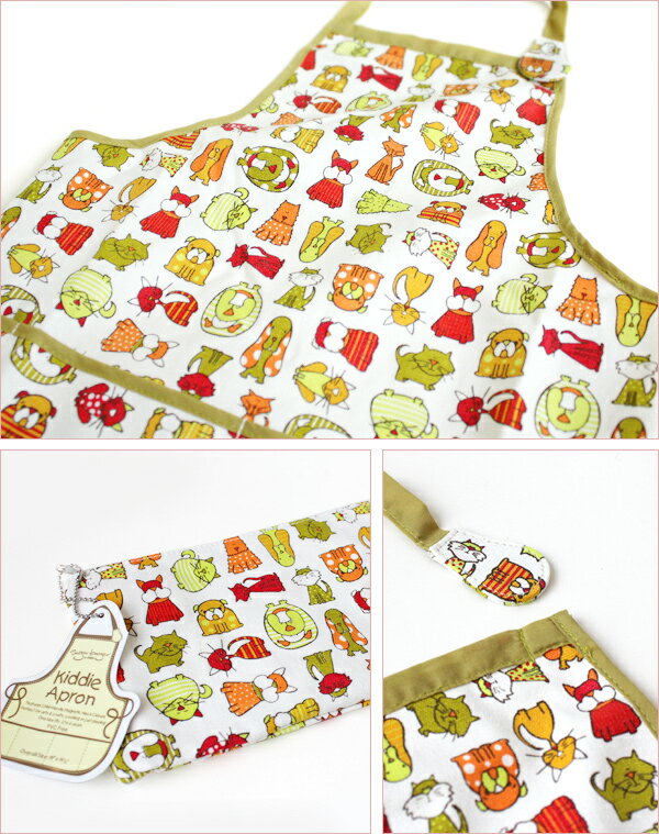 【子供用エプロン】OREオリジナルス（BowWowMeow デザイン）子供用 エプロン 出産祝い 入園グッズ キッズ 男の子 女の子 誕生日プレゼント 入園 ガーデニング 工作 料理 (2020WS-X)