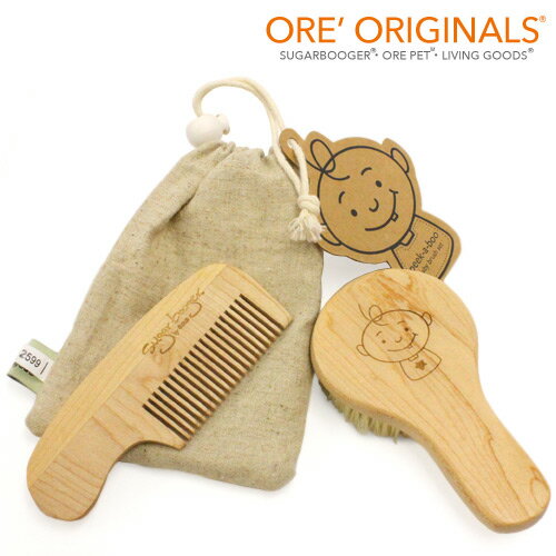 【出産祝い】OREオリジナルス ベビー用ヘアブラシ&くしセット(赤ちゃん 猪毛 天然毛 天然素材 クシ ヘアーブラシ さらさら 髪)