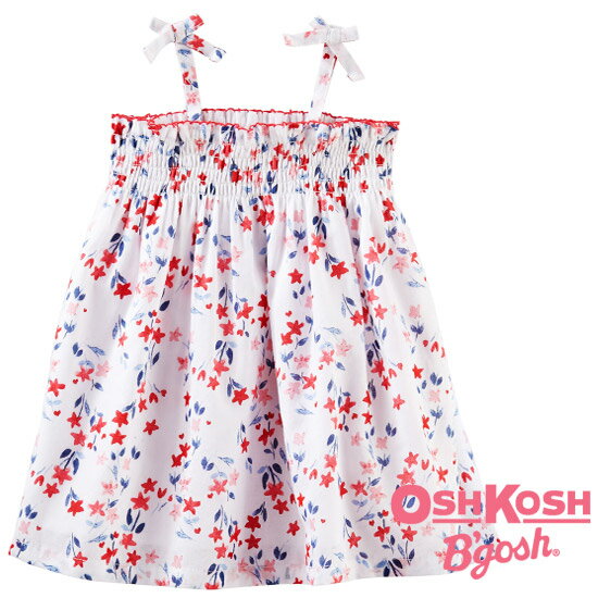 【残り6Mのみ】OshKosh【オシュコシュ】フローラルスモックドレス（レッド） （0322SS50 07mas20) 1