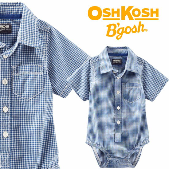 【残り6M,9M,18Mのみ】OshKosh【オシュコシュ】カーターズ姉妹ブランド☆どんな着回しもお任せ♪お洒落な襟付きボディスーツ（クールチェック） 0719MA