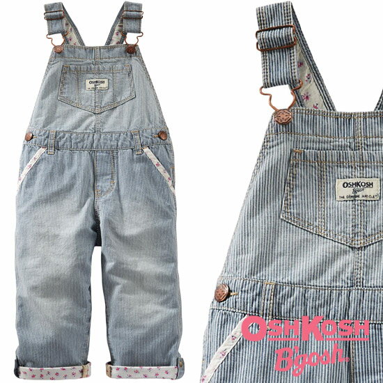 ★ OshKosh【オシュコシュ】★ カーターズ姉妹ブランド しっかりした素材感が抜群！ どんなコーデもお任せの本格オーバーオール♪（コンバーチブルヒッコリー）【0419MA】